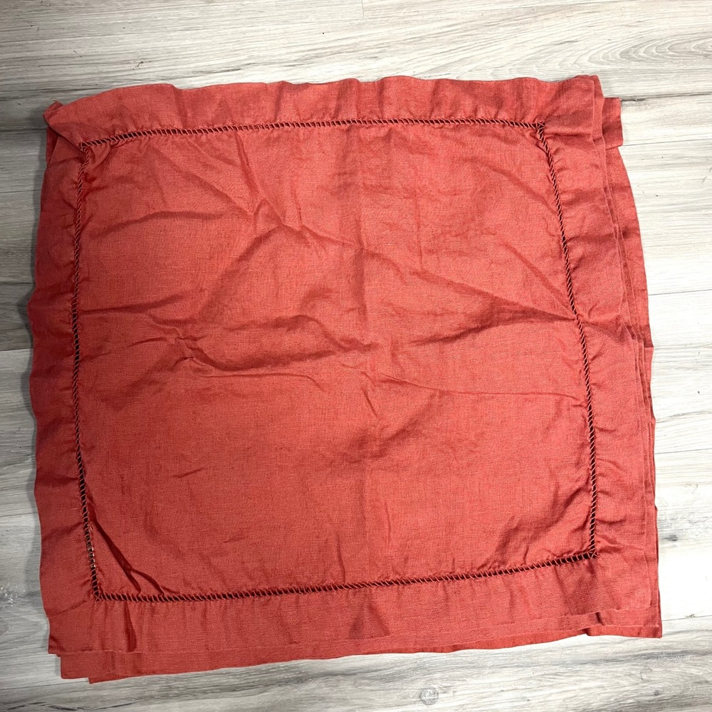 Pottery Barn 4 Pc. Square Terracotta 100% Linen Hemstitch Placemats 22"x22"